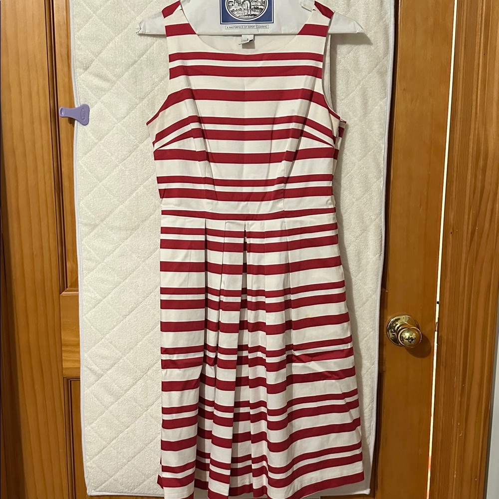 WHBM Red and White Striped Sleeveless Dress